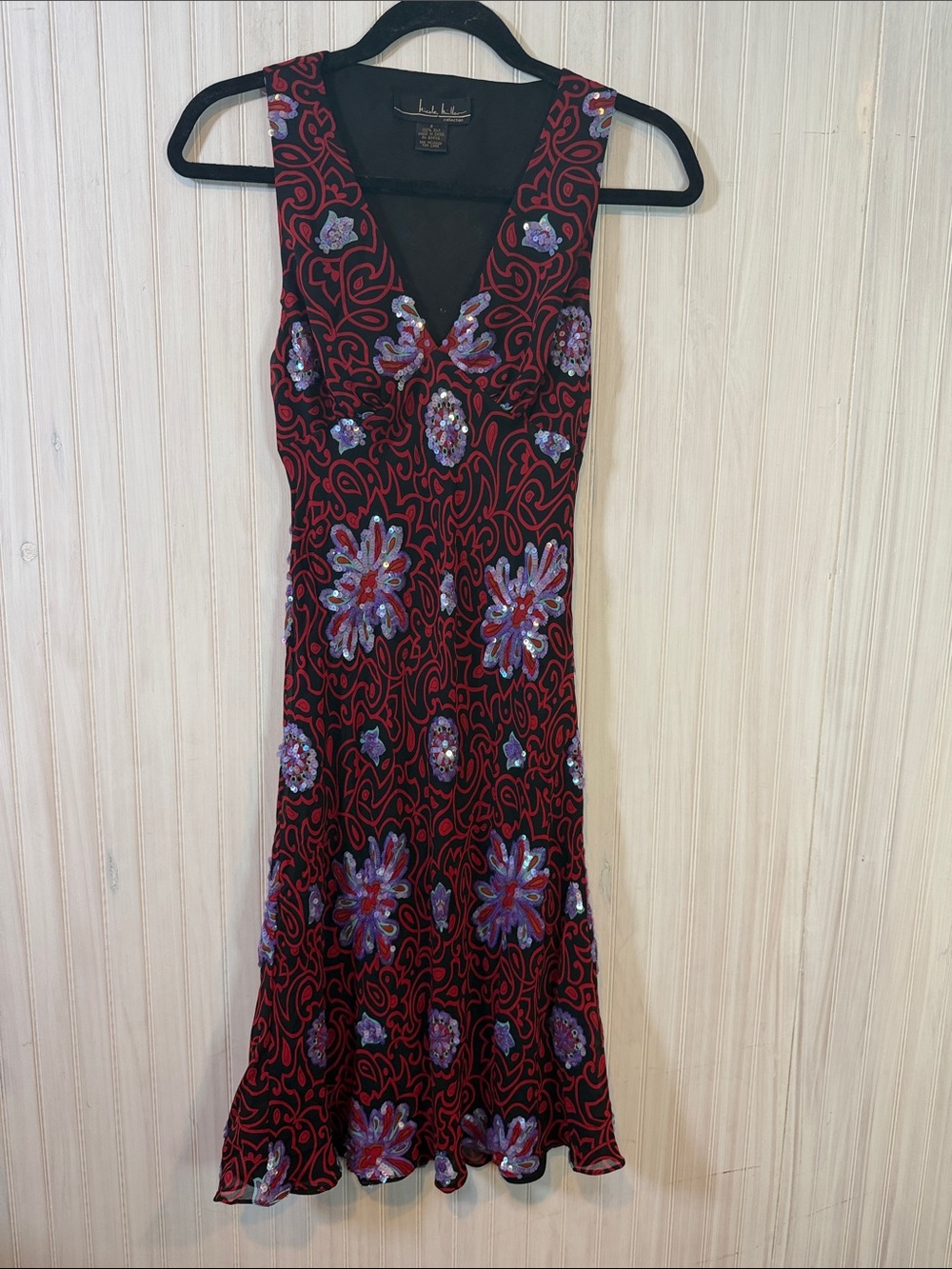 VINTAGE NICOLE MILLER COLLECTION SILK SEQUIN DRESS y2k